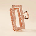 Metal Rectangle Hair Clip - Rose Gold