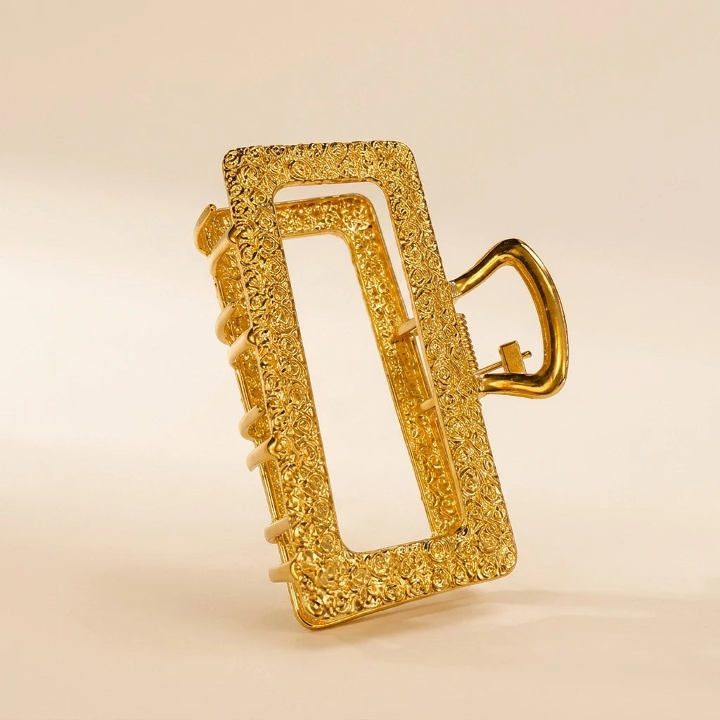 Metal Rectangle Hair Clip - Gold