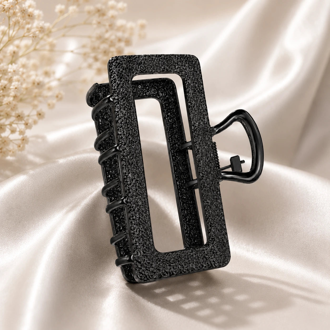 Metal Rectangle Hair Clip-black
