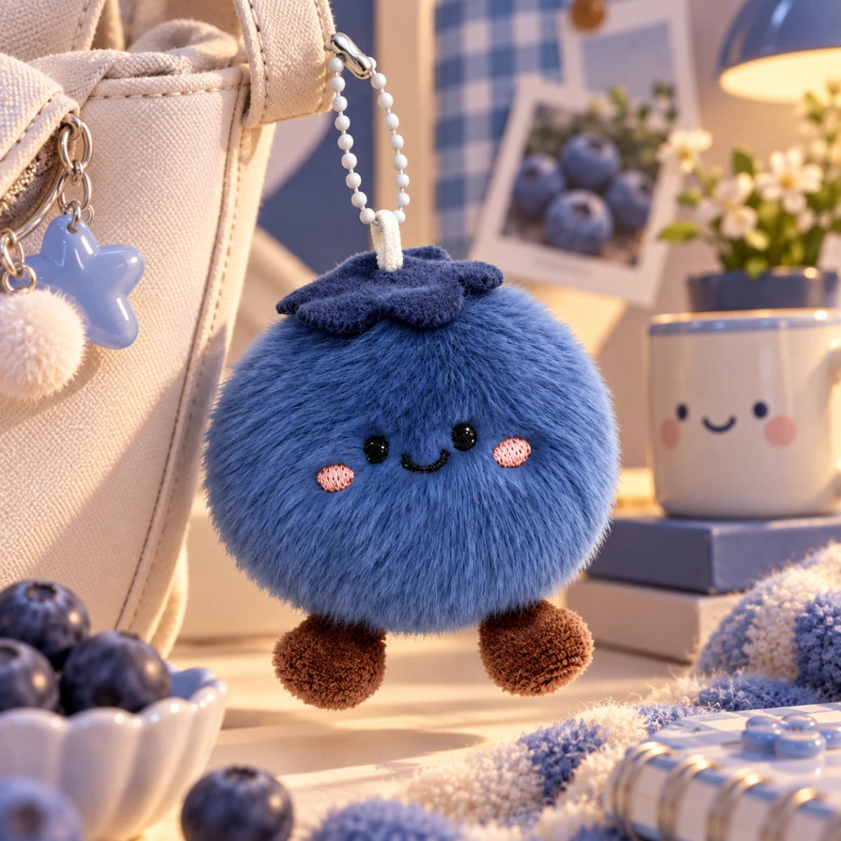 Mini Blueberry Fluffy Bag Charm 🫐💙