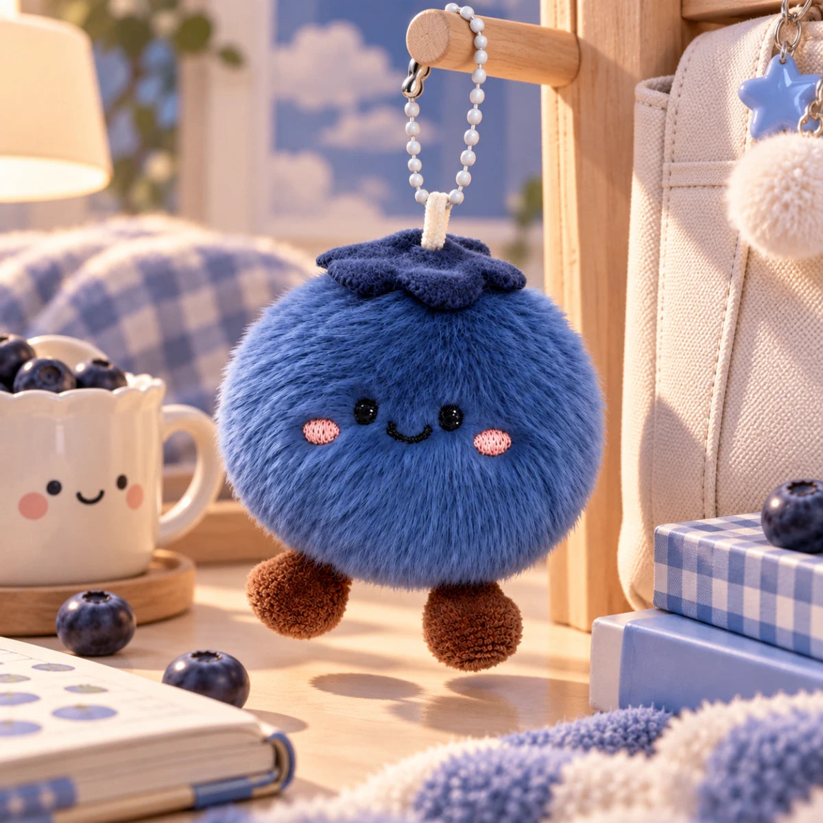 Mini Blueberry Fluffy Bag Charm 🫐💙