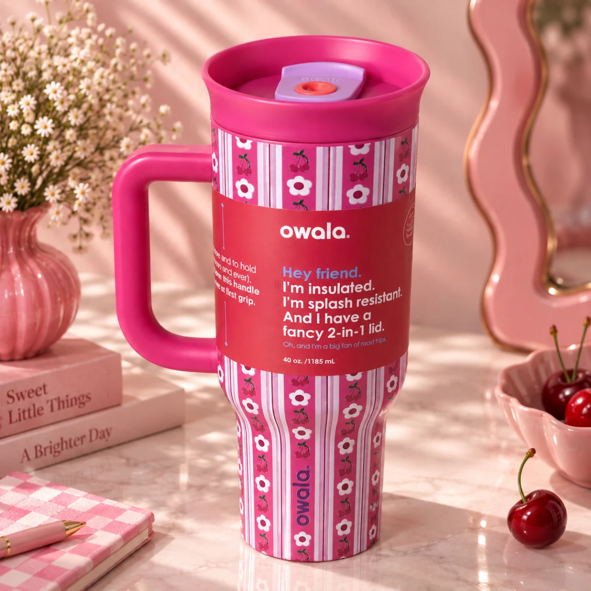 Owala Flora 1185 mL Insulated Tumbler 🌷 – Pink Tulip