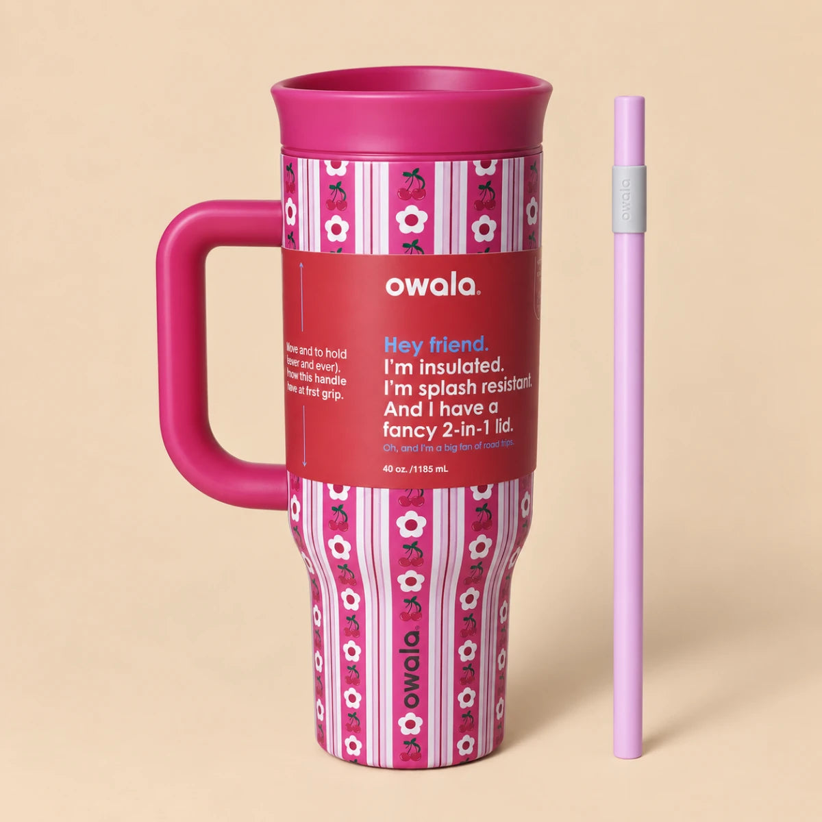 Owala Flora 1185 mL Insulated Tumbler 🌷 – Pink Tulip