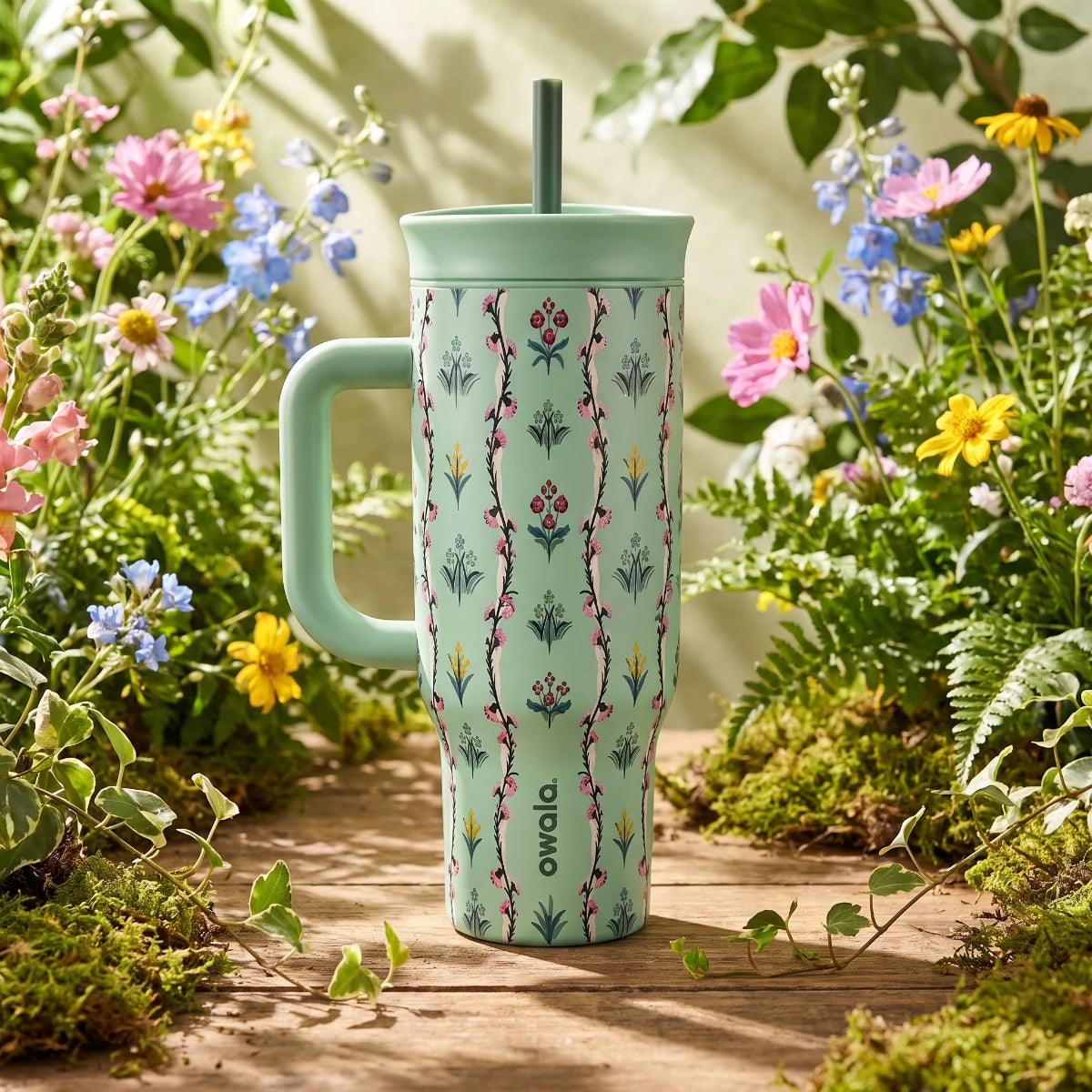 Owala Flora 1185 mL Insulated Tumbler 🌿 – Mint Garden