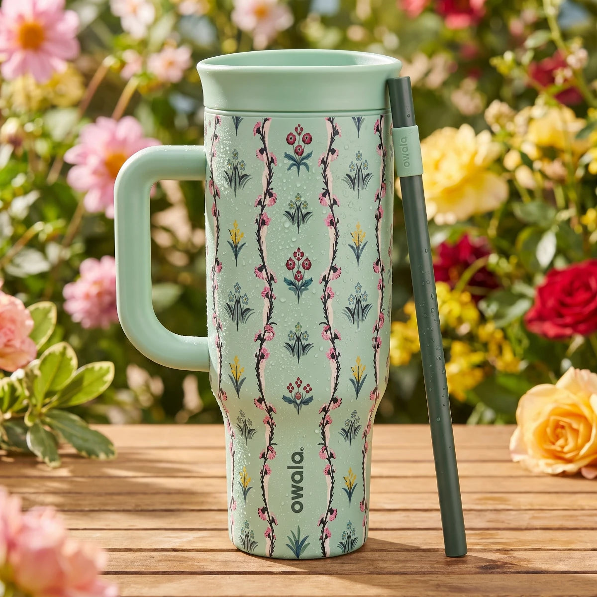 Owala Flora 1185 mL Insulated Tumbler 🌿 – Mint Garden