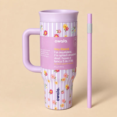 Owala Flora 1185 mL Insulated Tumbler 🌼 – Lavender Daisy