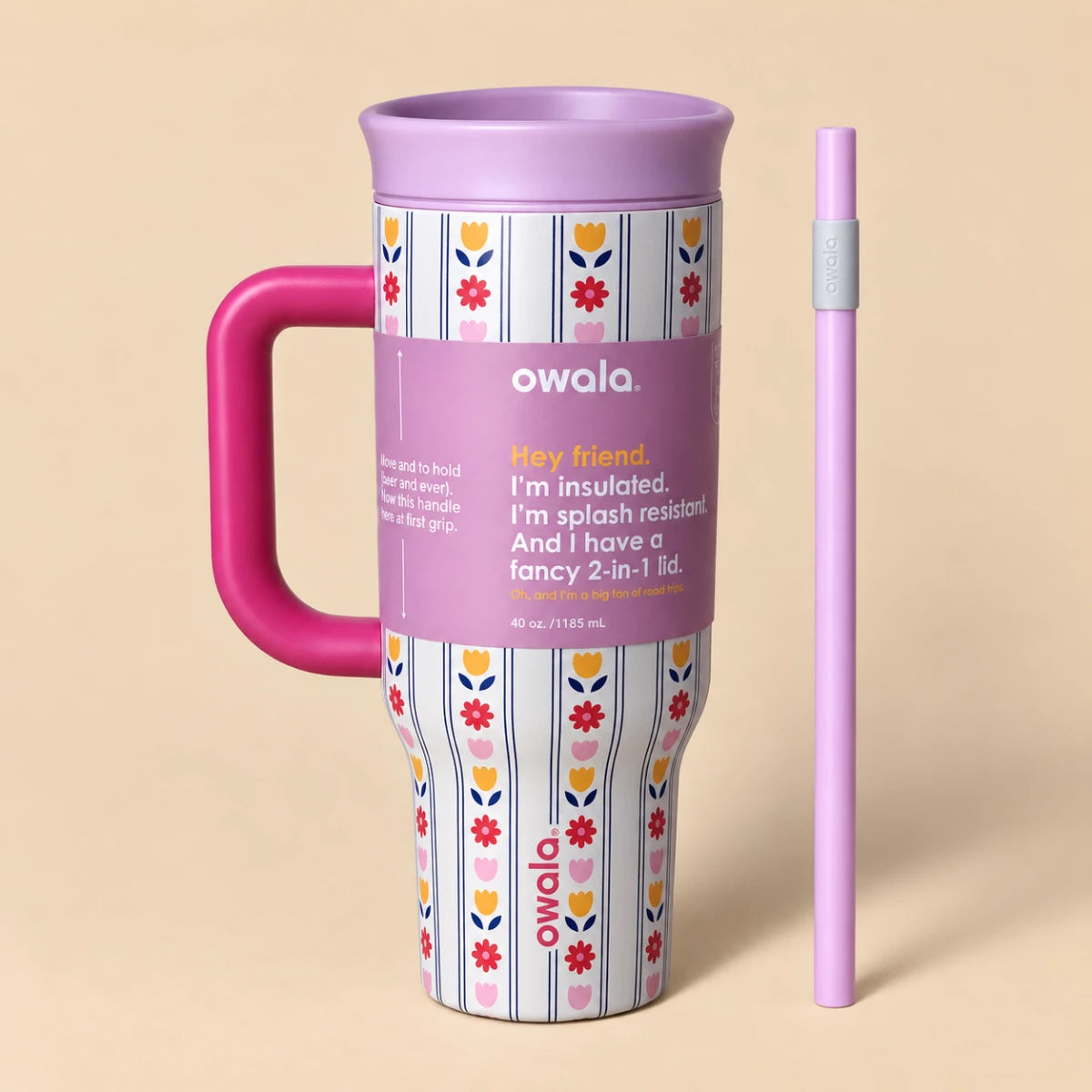 Owala Flora 1185 mL Insulated Tumbler 🍒 – Cherry Pop