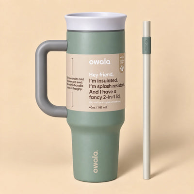 Owala Solid Colors 1185 mL Travel Tumbler - Sage Lattice