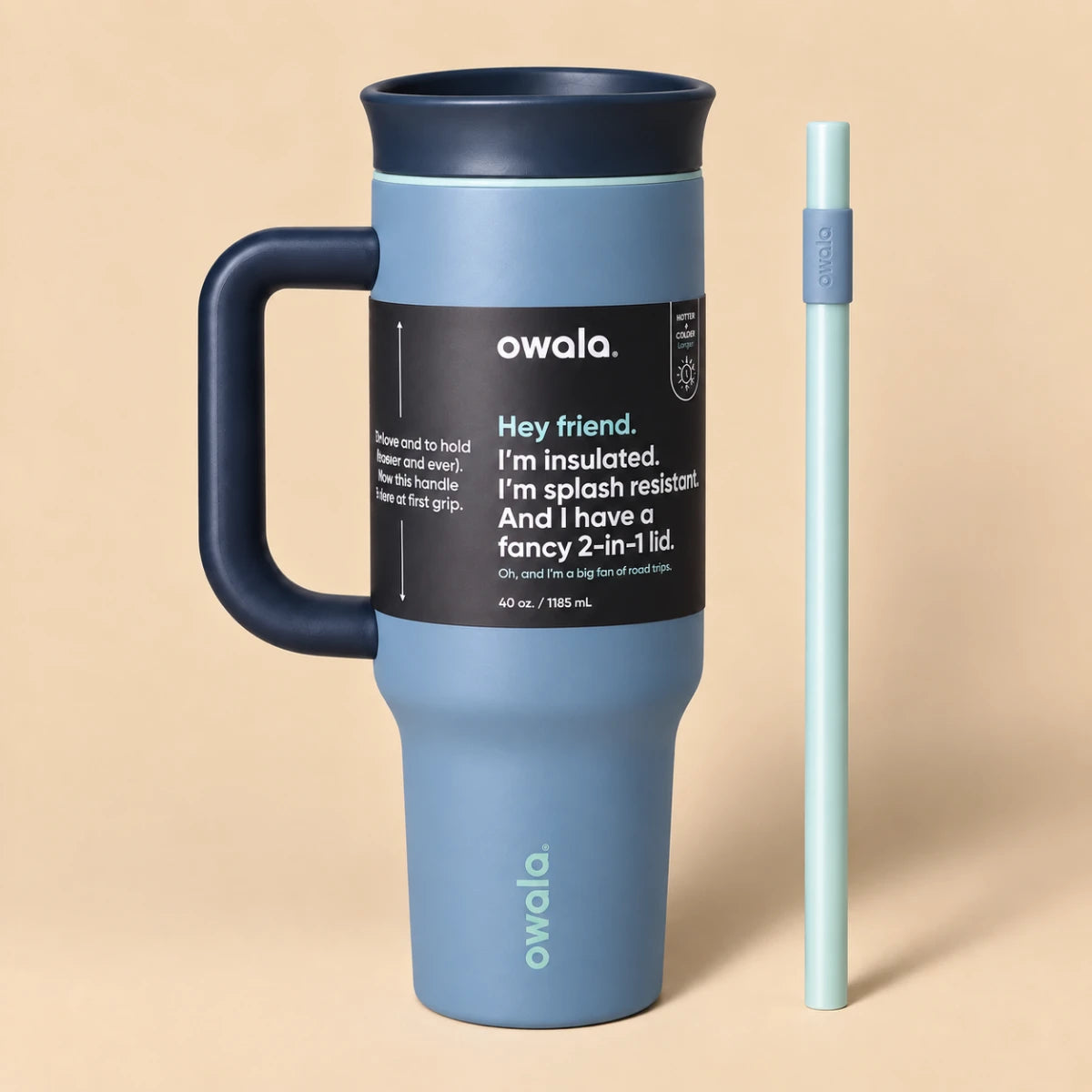 Owala Solid Colors 1185 mL Travel Tumbler - Navy Horizon