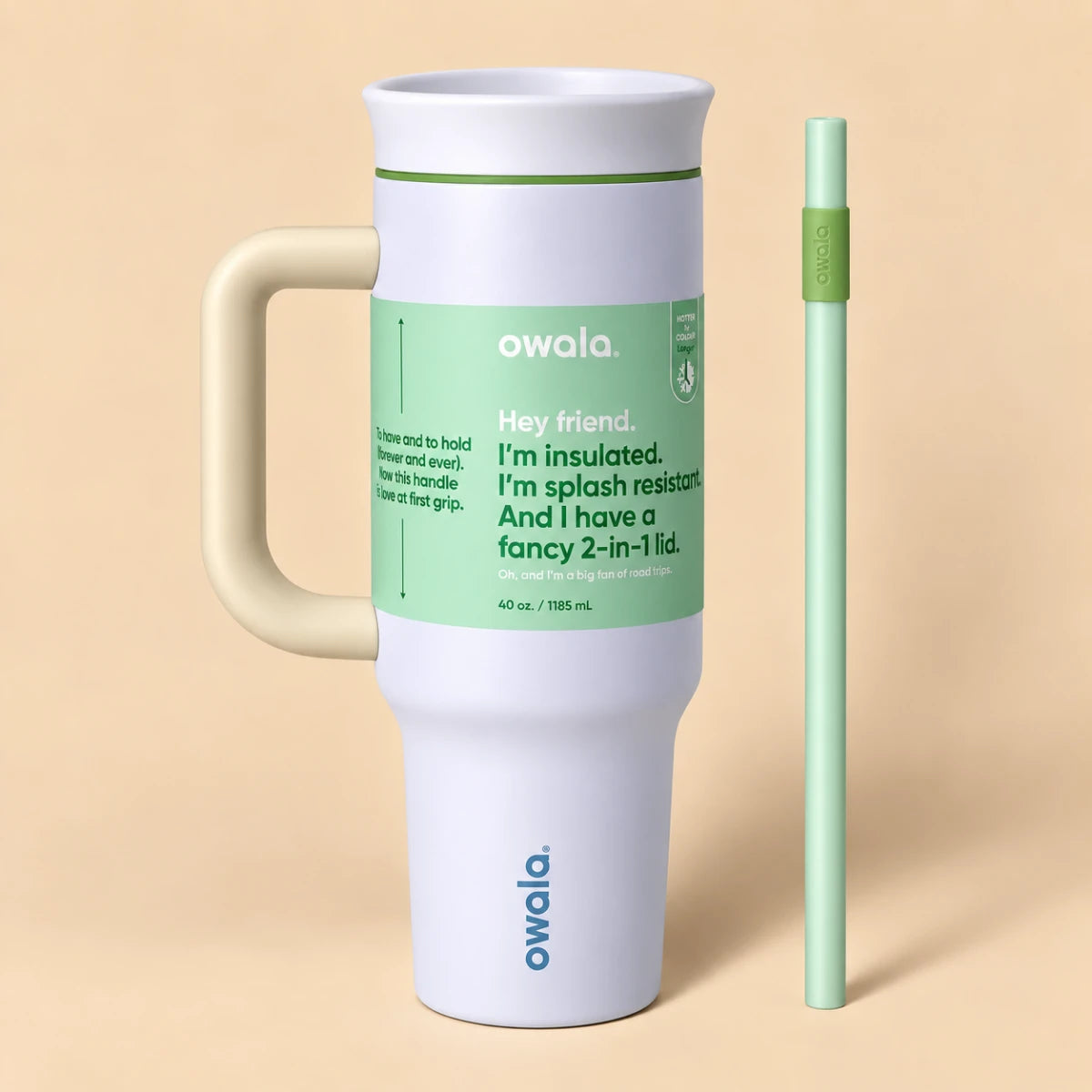 Owala Solid Colors 1185 mL Travel Tumbler - Mint Whip