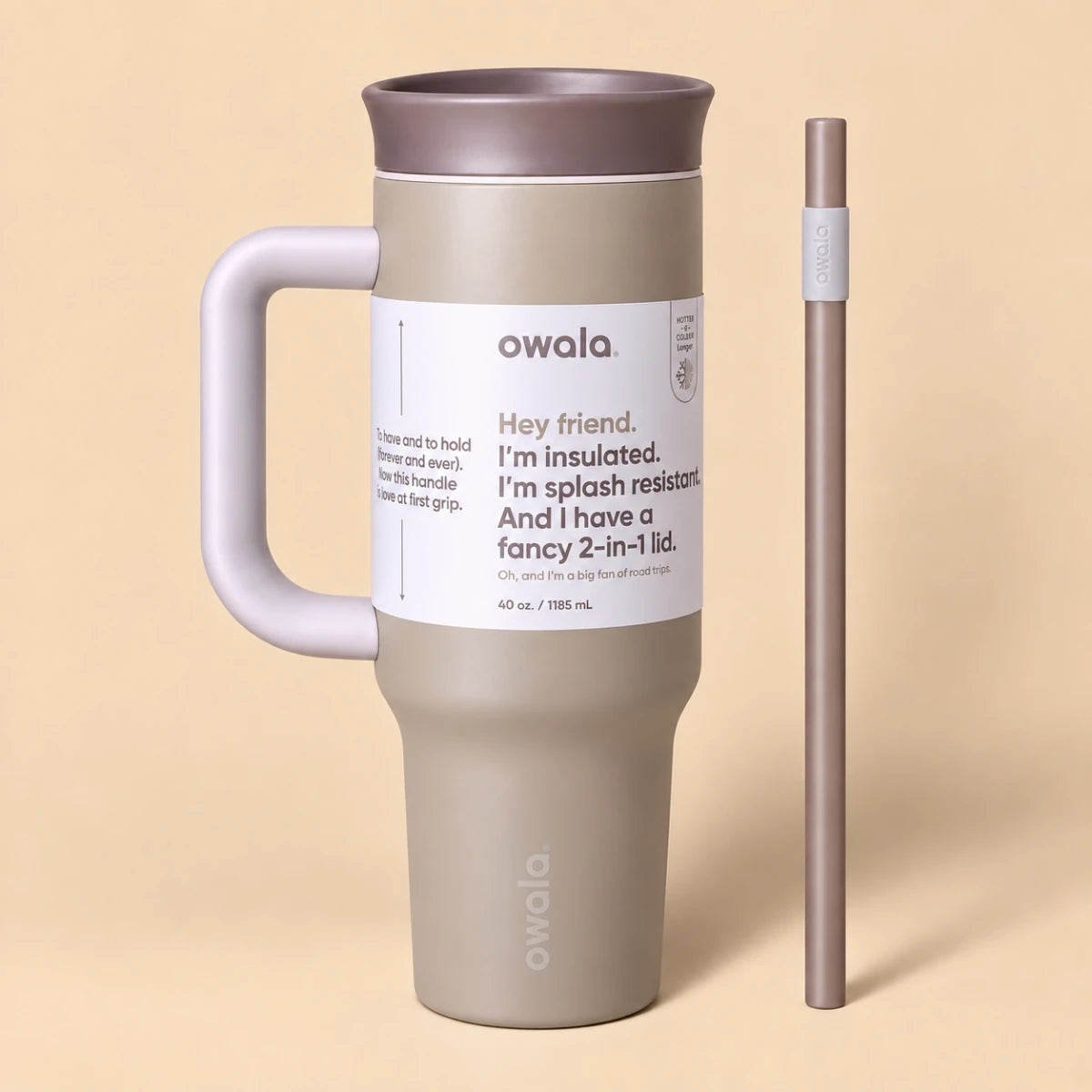 Owala Solid Colors 1185 mL Travel Tumbler - Mocha Bloom