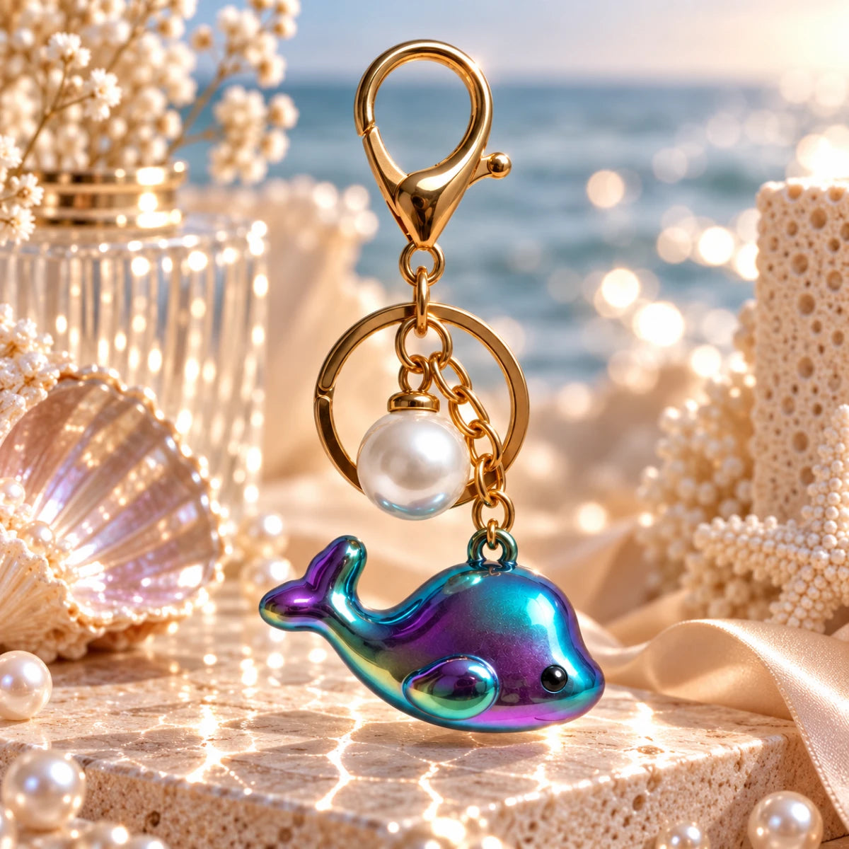 Chrome Whale Charm 🐋 - Peacock