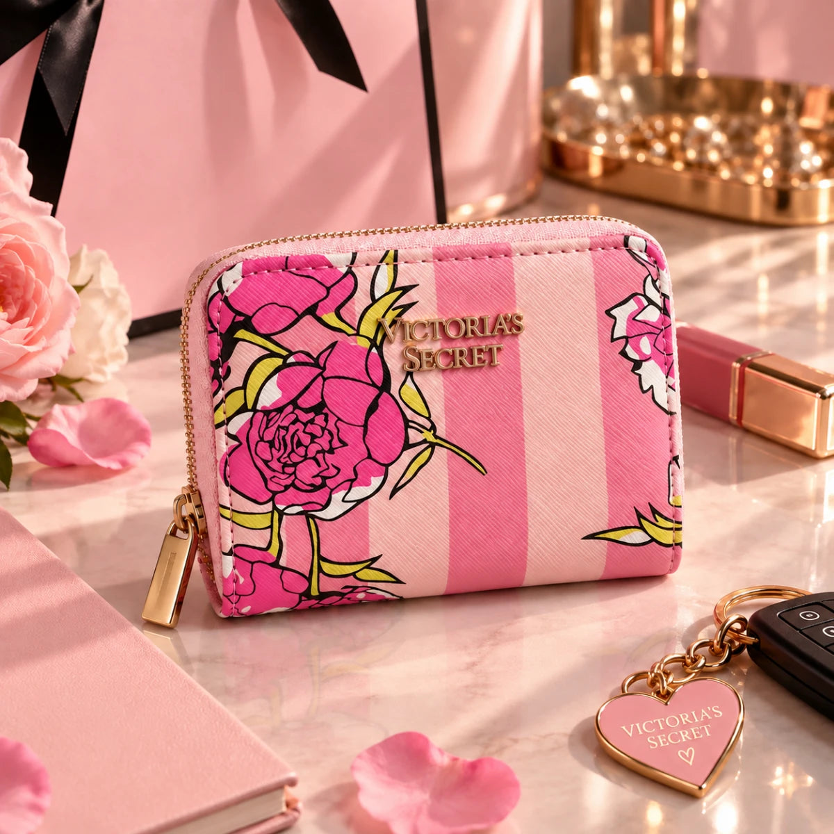Pink Floral Zip Wallet 🌸