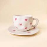 Pink Hearts Cup with Plate ☕💕