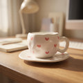 Pink Hearts Cup with Plate ☕💕