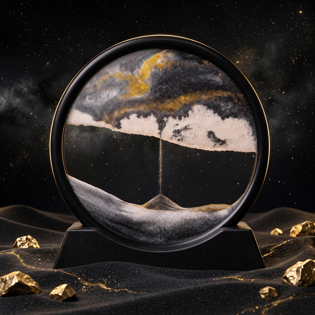 Moving Sand Art Decor – Black & Gold