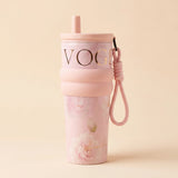 Vogue Floral Tumbler – Blush Pink 🌸