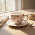 Red Hearts Cup with Plate ☕❤️