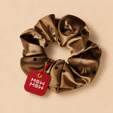 Spaced Dot Satin Scrunchie 🎀 - Brown