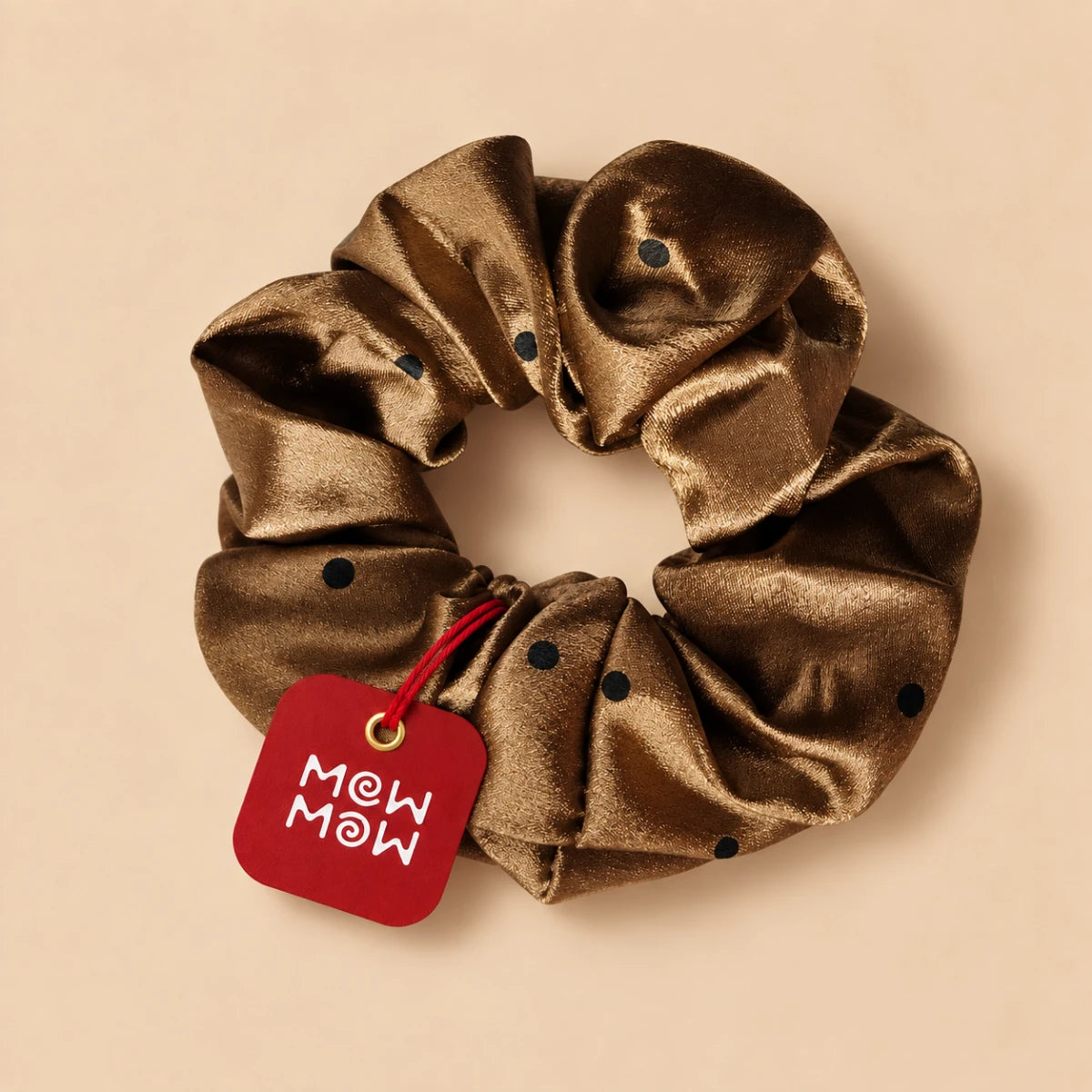 Spaced Dot Satin Scrunchie 🎀 - Brown