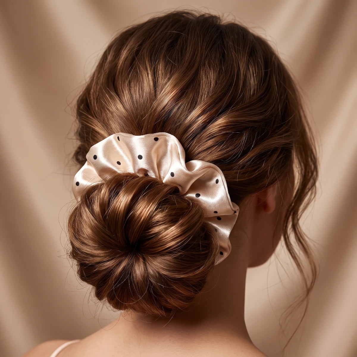 Spaced Dot Satin Scrunchie 🎀 - Champagne