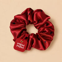 Spaced Dot Satin Scrunchie 🎀 - Red