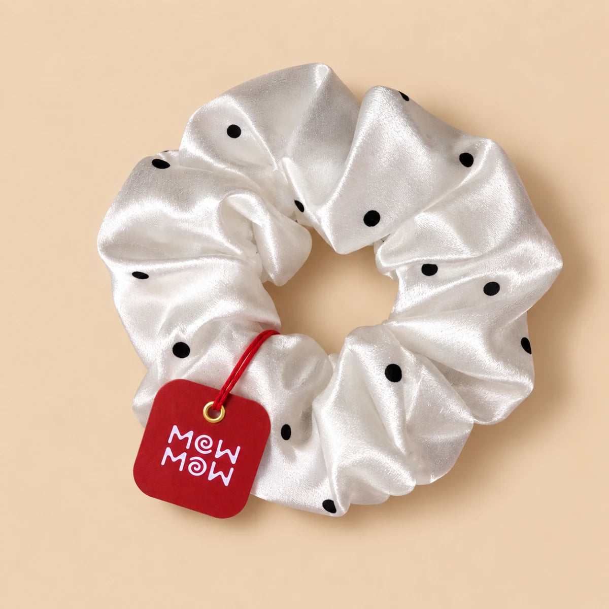 Spaced Dot Satin Scrunchie 🎀 - White