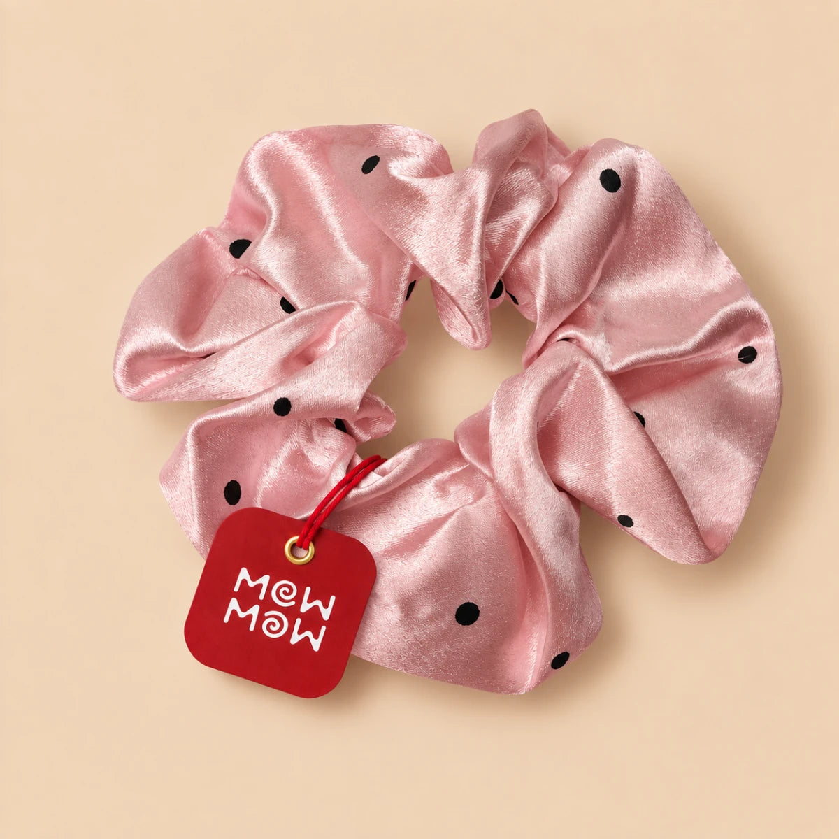 Spaced Dot Satin Scrunchie 🎀 - Pink