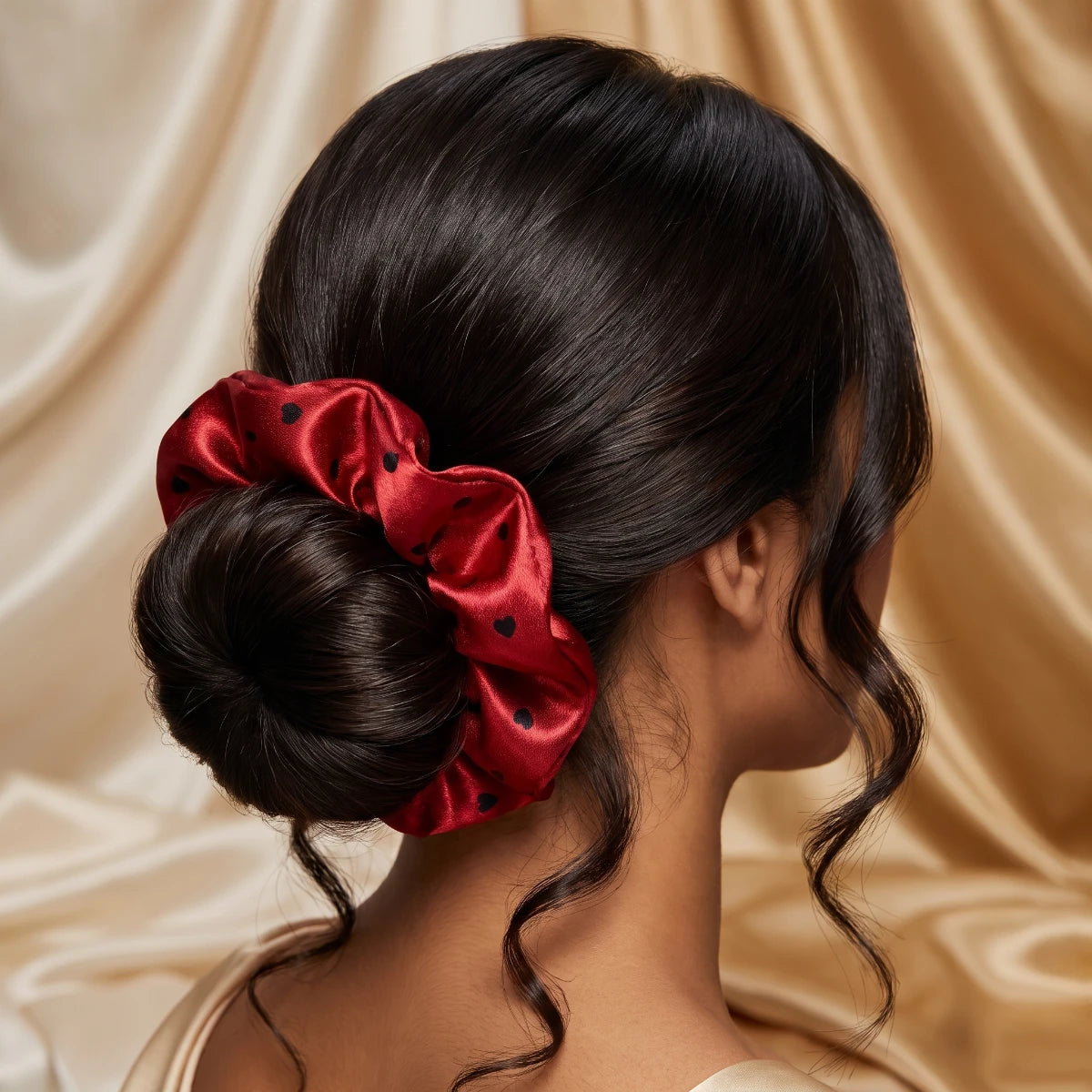 Spaced Dot Satin Scrunchie 🎀 - Red