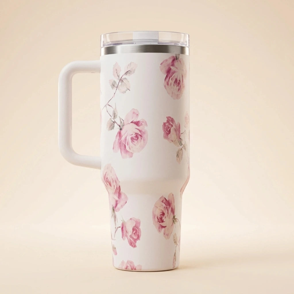 Stanley Floral Travel Tumbler with Handle & Straw