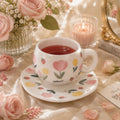 Tulip & Strawberry Cup with Plate 🌷🍓