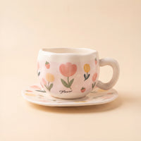 Tulip & Strawberry Cup with Plate 🌷🍓