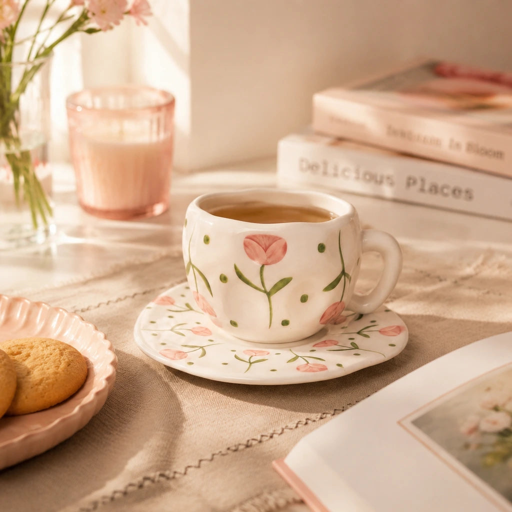 Tulips Cup with Plate 🌷