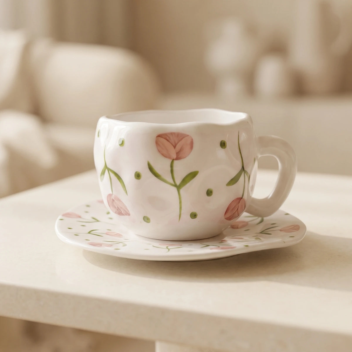 Tulips Cup with Plate 🌷
