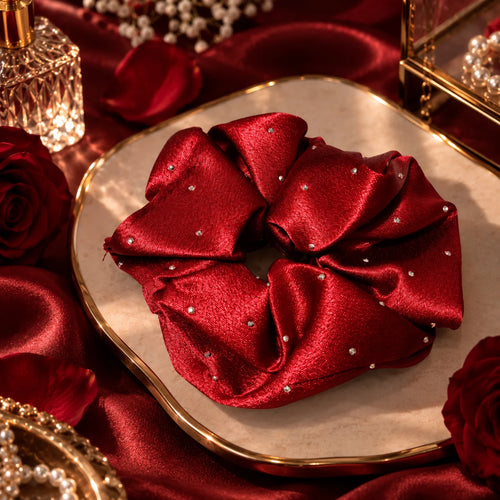 Crystal Satin Scrunchie - Red