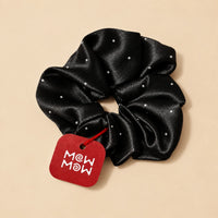Crystal Satin Scrunchie - Black