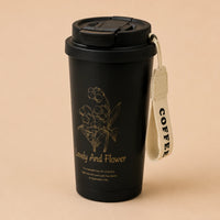 Lovely & Flower Coffee Cup – Black 🖤