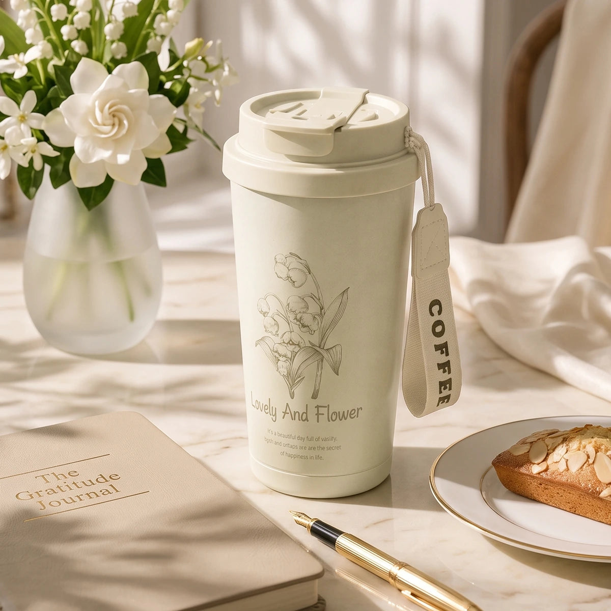 Lovely & Flower Coffee Cup – Creamy