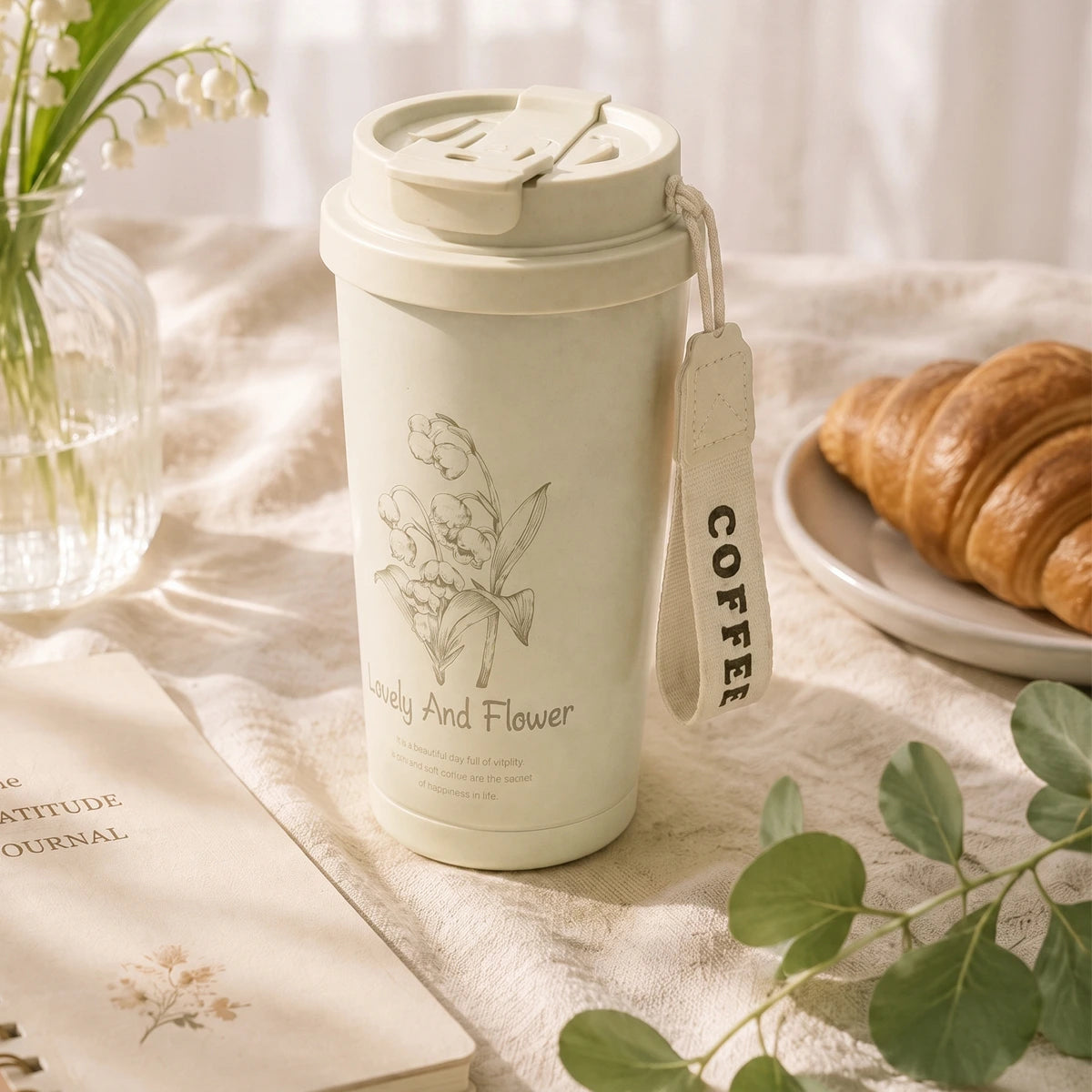 Lovely & Flower Coffee Cup – Creamy